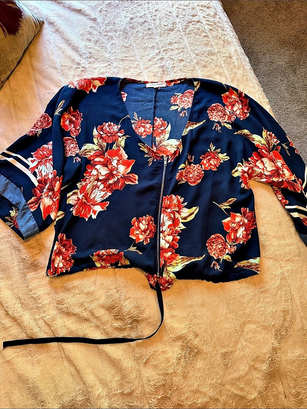 Living Doll Floral Blouse in Blue & Red